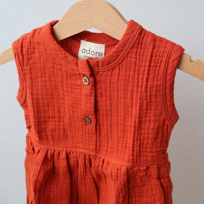 Rust Organic Muslin Cotton Frocks