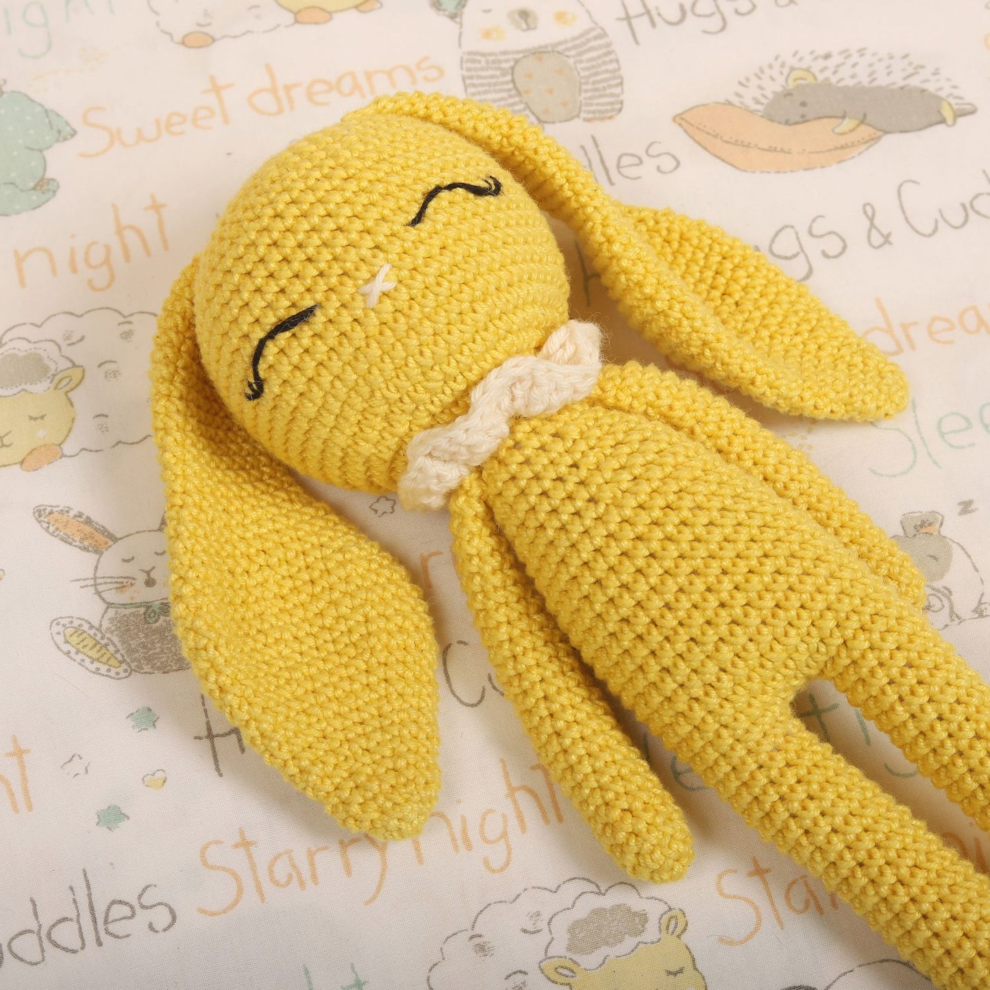 Happy Yellow Crochet Doll - Hopper the Bunny