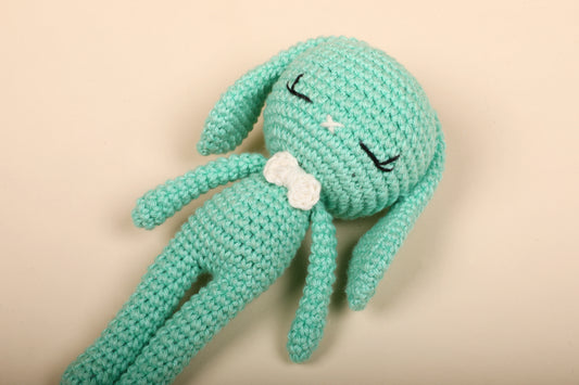 Mint Green Crochet Baby Doll - Bunny