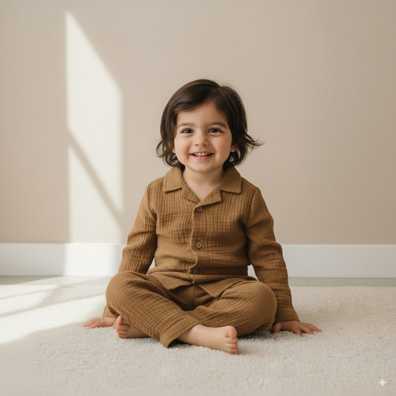 Cocoa Delight Organic Muslin Cotton Full Sleeve Set