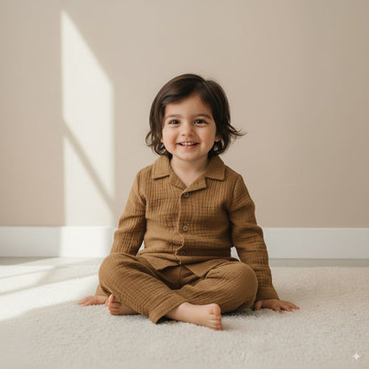 Cocoa Delight Organic Muslin Cotton Full Sleeve Set