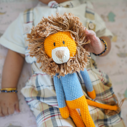 Blue Boy Crochet Doll - Leo the Lion