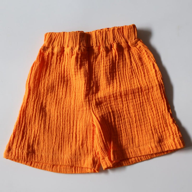 Mustard Organic Muslin Cotton Sleeveless Tshirt and Shorts