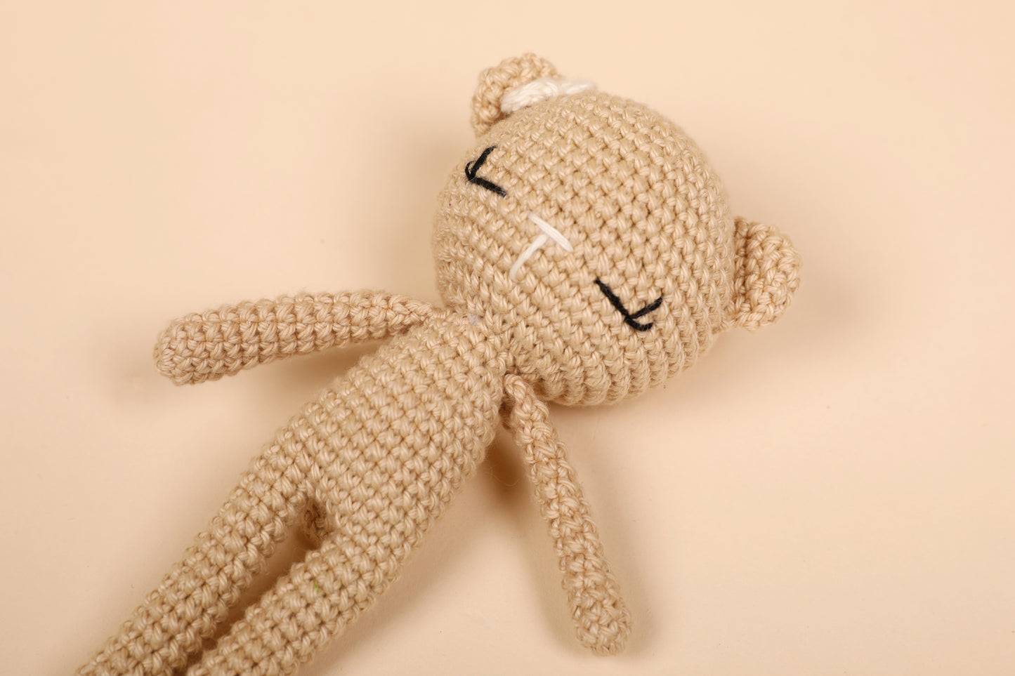 Beige Crochet Baby Doll - Bear