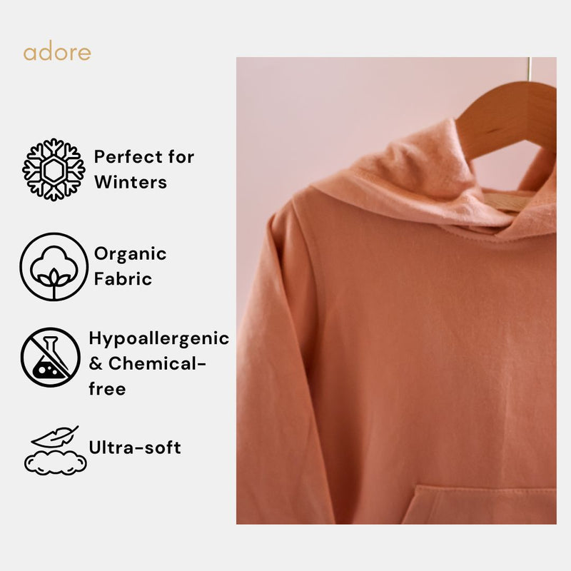 Coral Beige Organic Cotton Fleece Hoodie and Jogger Set