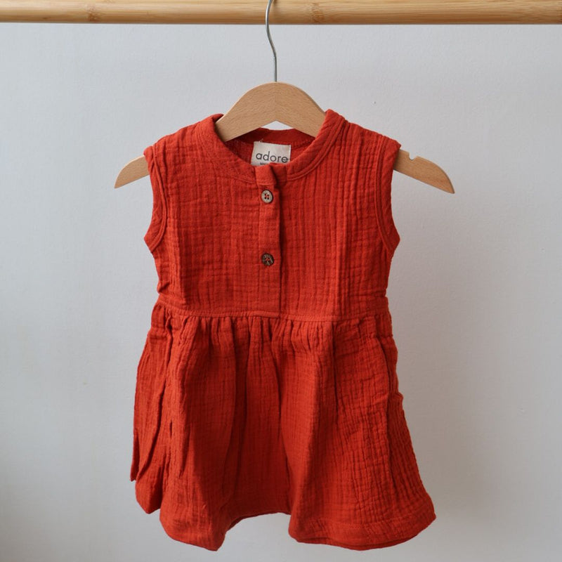 Rust Organic Muslin Cotton Frocks