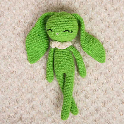 Lime Green Crochet Doll - Hopper the Bunny