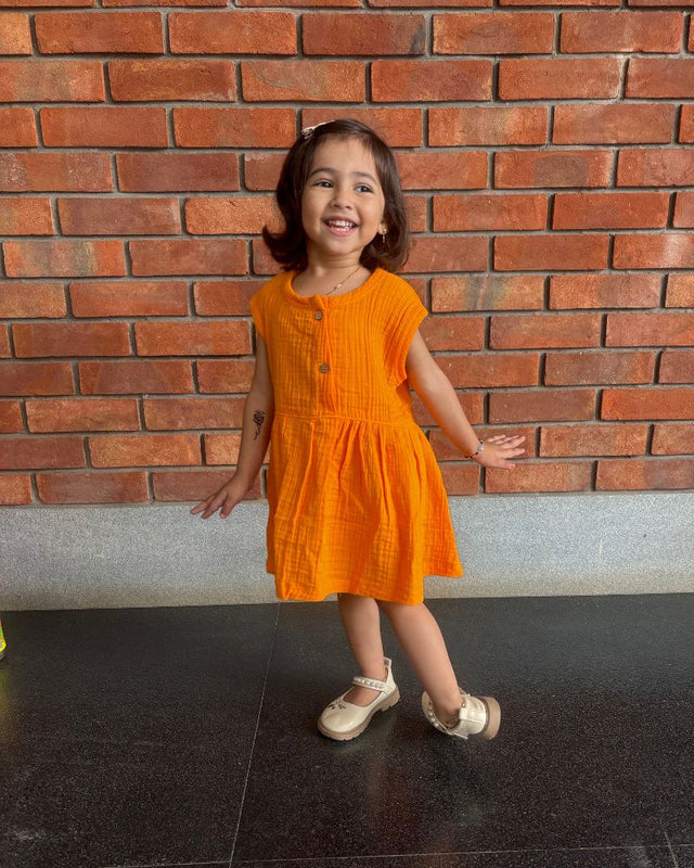Mustard Organic Muslin Cotton Frocks