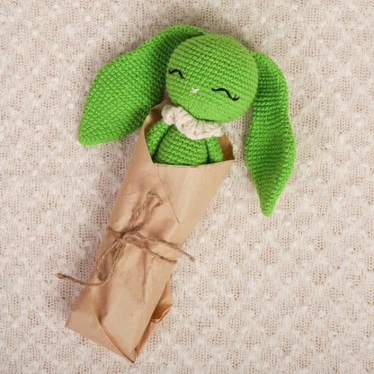 Lime Green Crochet Doll - Hopper the Bunny