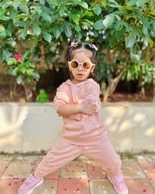 Coral Beige Organic Cotton Fleece Hoodie and Jogger Set