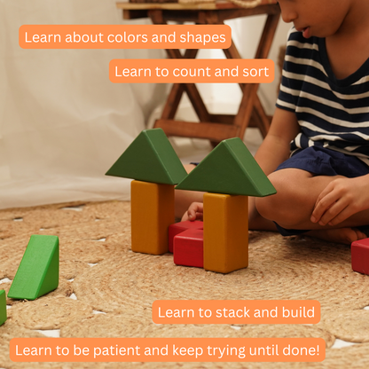 Earthy Rhythm - Set of Wooden Building Blocks set | Geometric Blocks