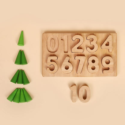 Wooden Math Number Puzzle 0-9