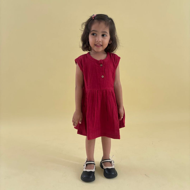 Maroon Organic Muslin Cotton Frocks