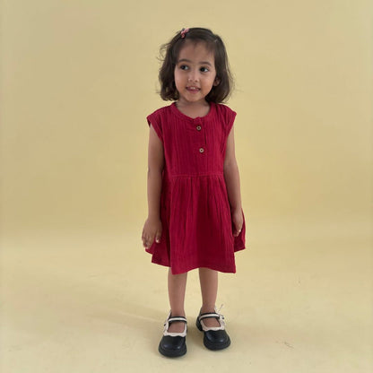 Maroon Organic Muslin Cotton Frocks