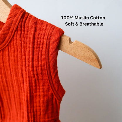 Rust Organic Muslin Cotton Frocks