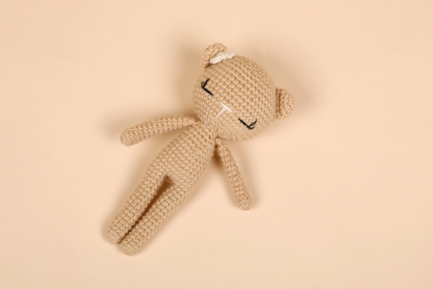 Beige Crochet Baby Doll - Bear