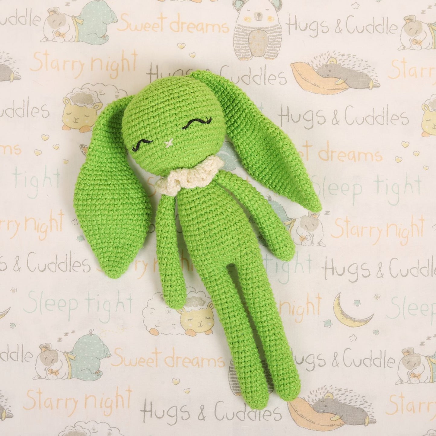 Lime Green Crochet Doll - Hopper the Bunny
