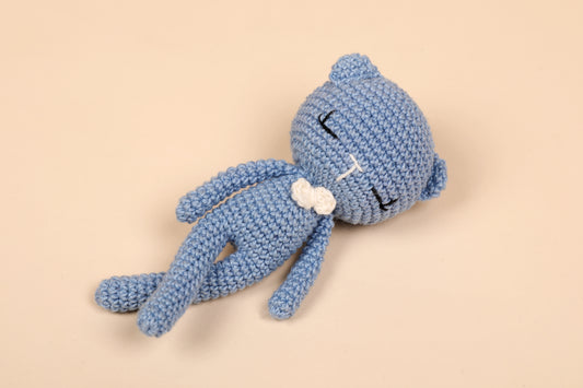 Blue Crochet Baby Doll - Bear
