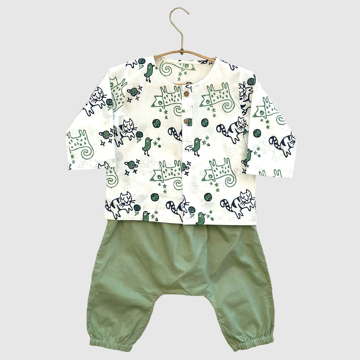 Organic Billi Mint Kurta With Mint Pajama Pants Unisex
