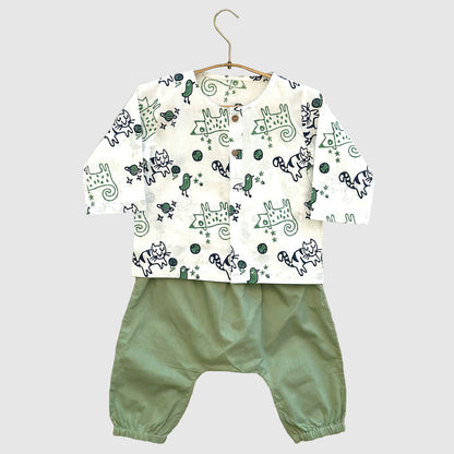 Organic Billi Mint Kurta With Mint Pajama Pants Unisex
