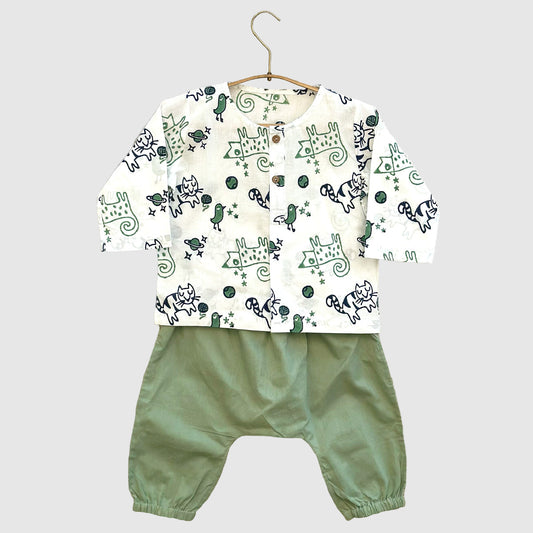 Organic Billi Mint Kurta With Mint Pajama Pants Unisex