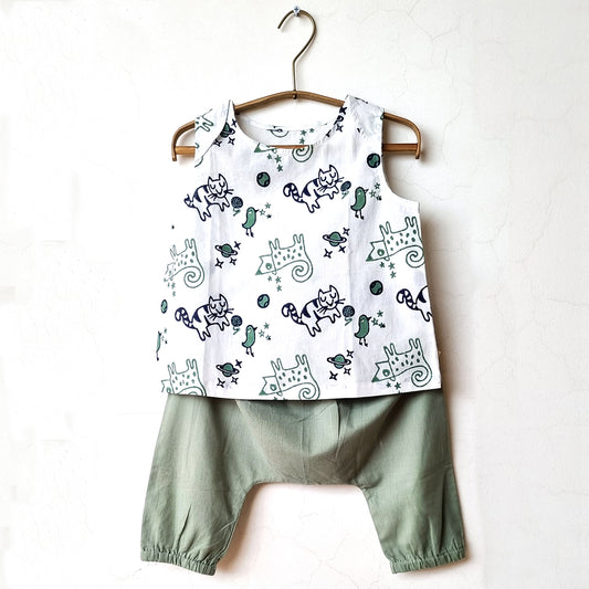 Organic Billi Mint Jhabla With Mint Pajama Pants Unisex