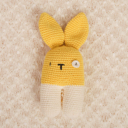 Happy Yellow Crochet Rattle - Bubblegum