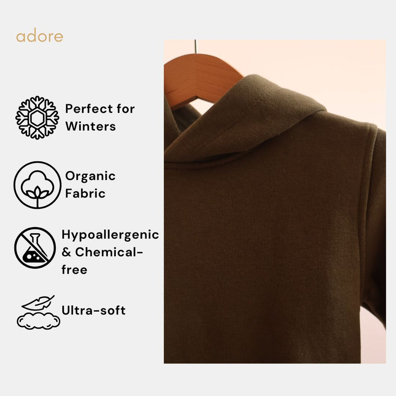 Olive Green Organic Cotton Fleece Hoodie and Jogger Set