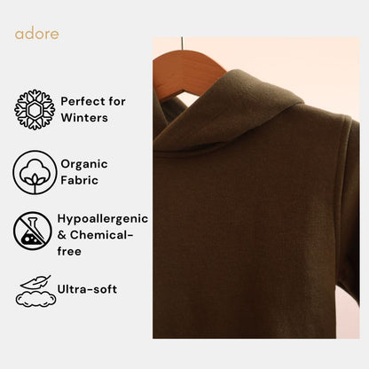 Olive Green Organic Cotton Fleece Hoodie and Jogger Set