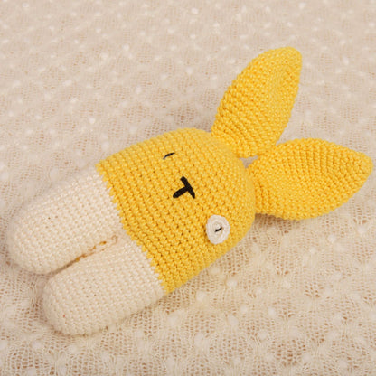 Happy Yellow Crochet Rattle - Bubblegum
